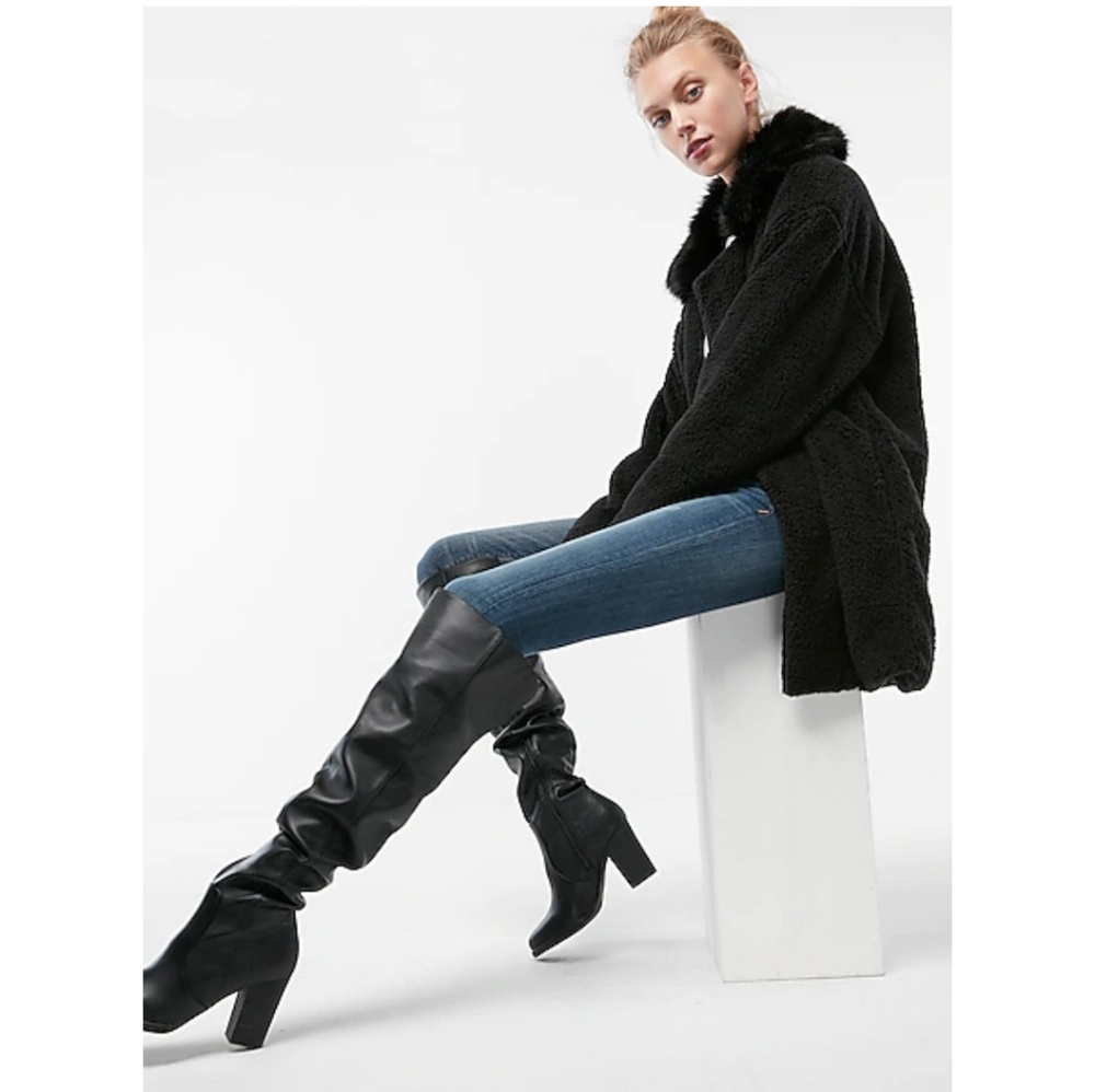 NWT Express black faux leather over the knee boots